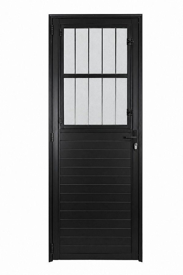 Porta lambril alumínio preto social com postigo vidro mini boreal linha 25 fortsul esquadrisul
