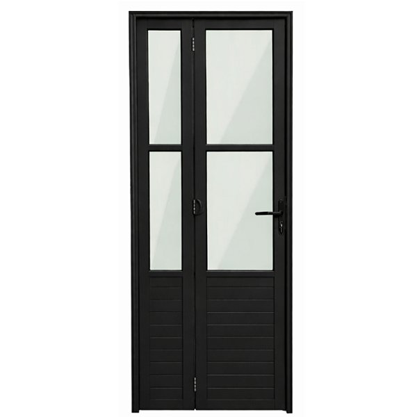 Porta camarão alumínio preto vidro mini boreal com fechadura - linha 25 premium lux esquadrias