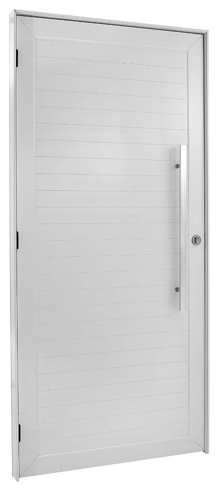 Pronta entrega - porta lambril alumínio branco com puxador e fechadura rolete - linha 30 topsul esquadrisul