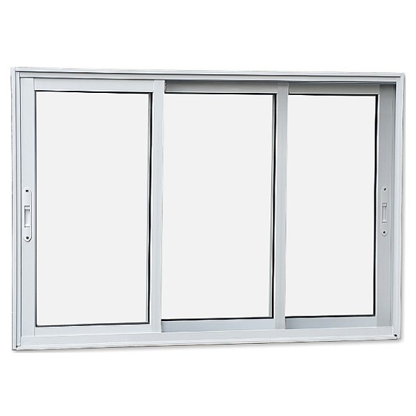 Janela de correr alumínio branco 3 folhas móveis sem grade vidro liso incolor - linha 25