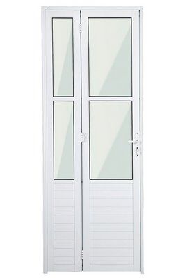 Porta camarão alumínio branco vidro mini boreal com fechadura - linha premium lux esquadrias