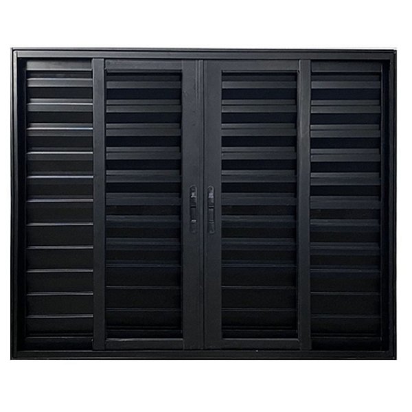 Janela veneziana alumínio preto 6 folhas sem grade vidro liso incolor - linha premium lux esquadrias