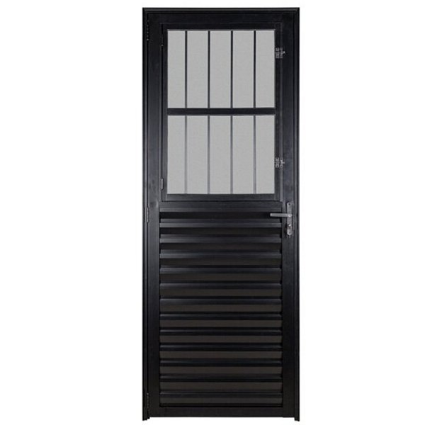 Porta alumínio preto social com postigo vidro mini boreal ecosul esquadrisul