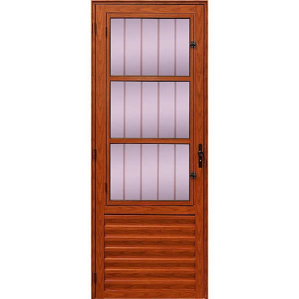 Porta social alumínio amadeirado vidro mini boreal - linha 25 esal