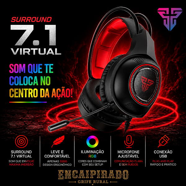 Headset 7.1 USB Fantech HG16