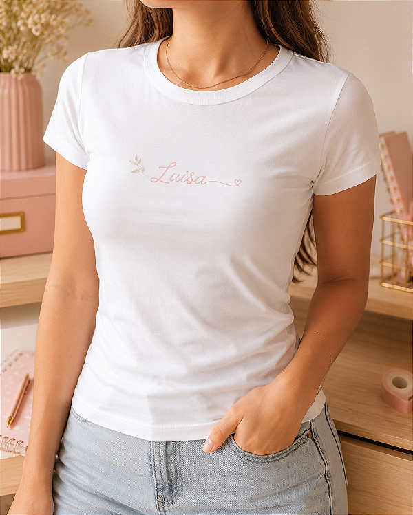 Baby Look Branca Personalizada