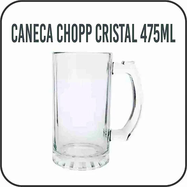 Caneca Chopp Vidro Cristal | Arte Personalizada