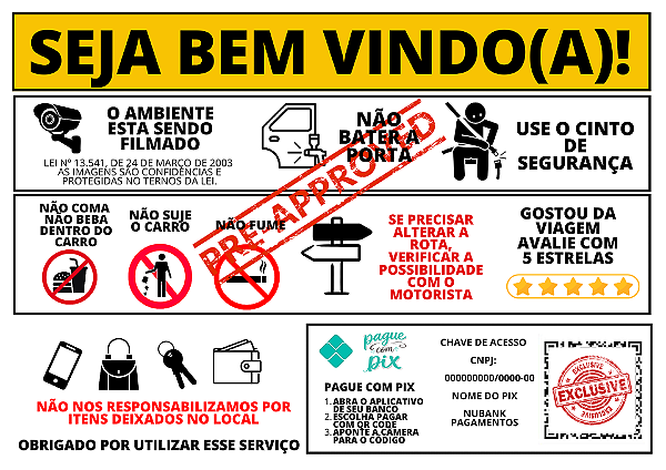 Placa Informativa Motorista Aplicativo 2 Unidades Modelo 7