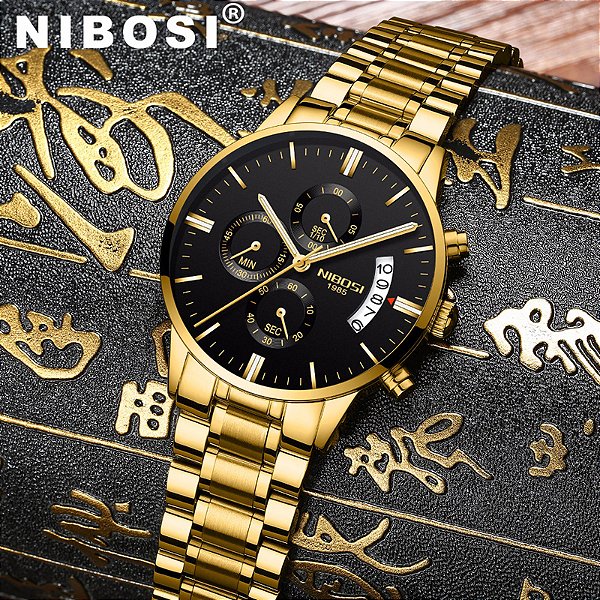 Nibosi relógios masculinos de luxo famosa marca superior moda casual vestido rel