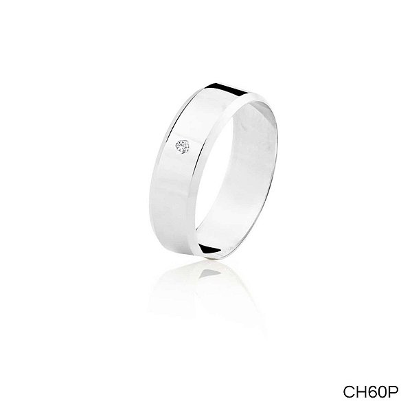 ALIANÇA CH60 COM PEDRA PRATA