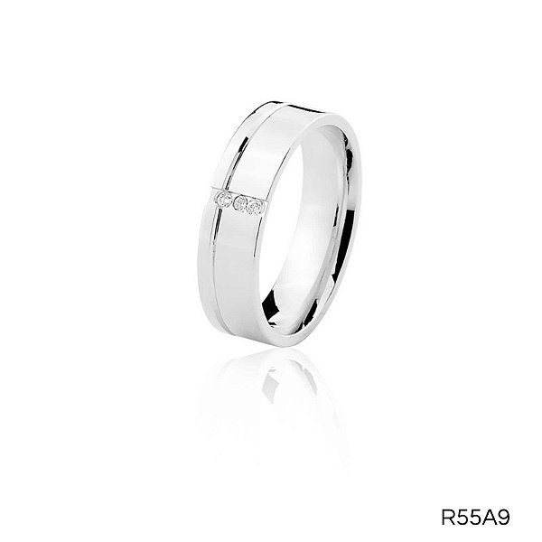 ALIANÇA R55A9 COM PEDRA PRATA
