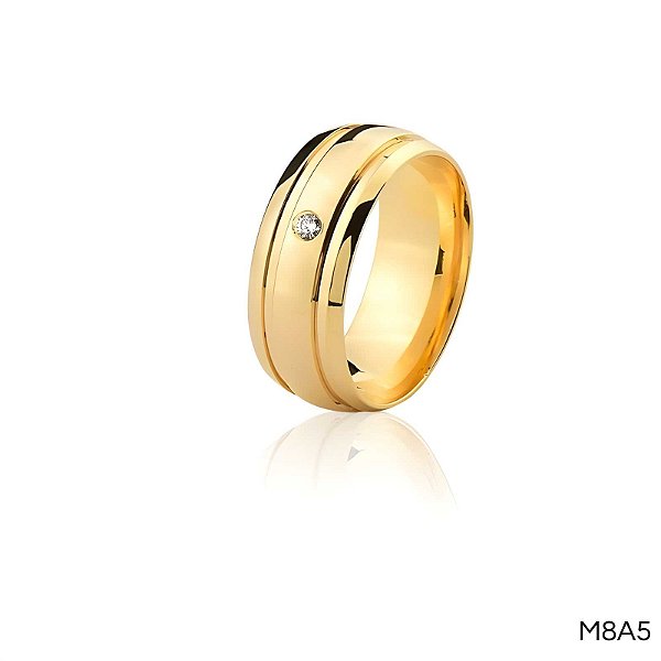 ALIANÇA M8A5 COM PEDRA 18K