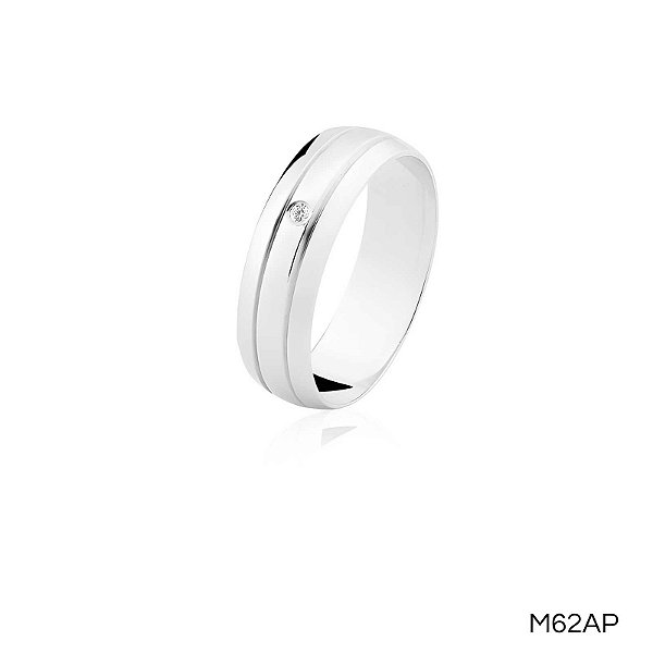 ALIANÇA M62A COM PEDRA PRATA