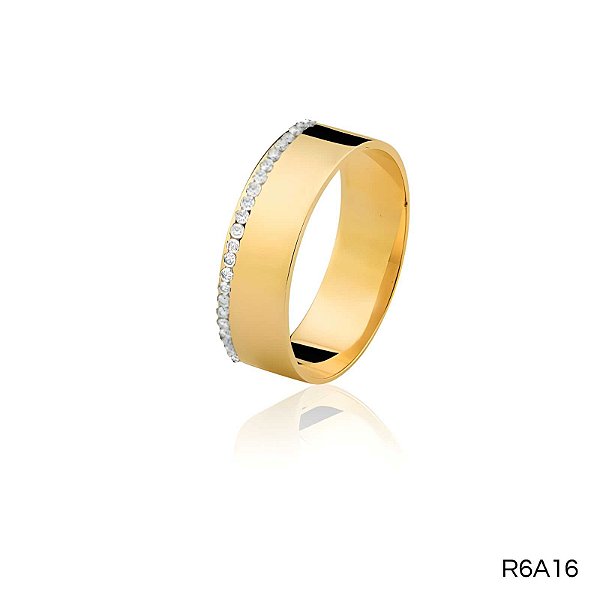 ALIANÇA R6A16 COM PEDRA 18K