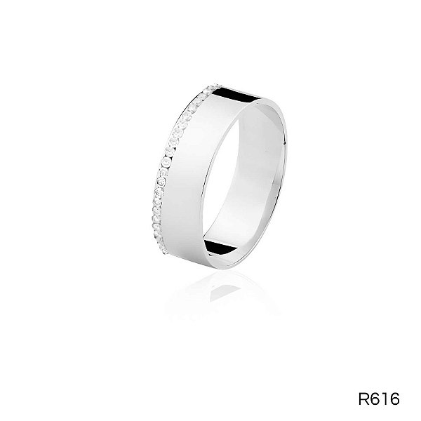 ALIANÇA R616  PRATA  COM PEDRA