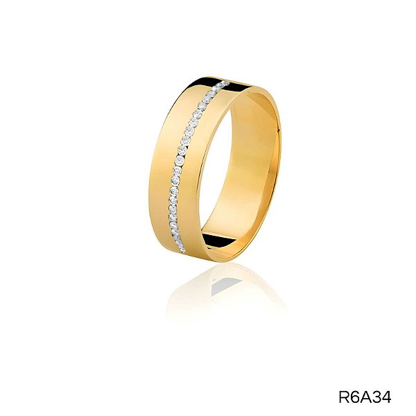 ALIANÇA R6A34 COM PEDRA 10K