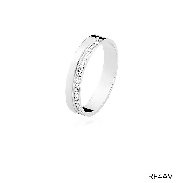 ALIANÇA RF4AV PRATA COM PEDRA