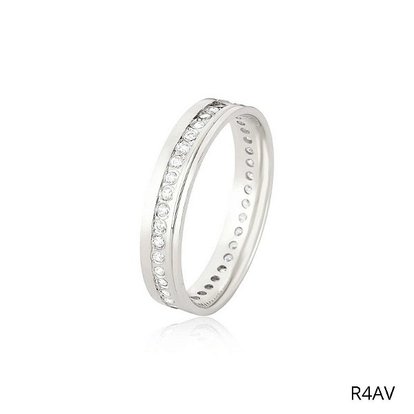 ALIANÇA R4AV PRATA COM PEDRA