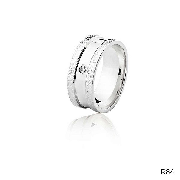 ALIANÇA R84 PRATA COM PEDRA