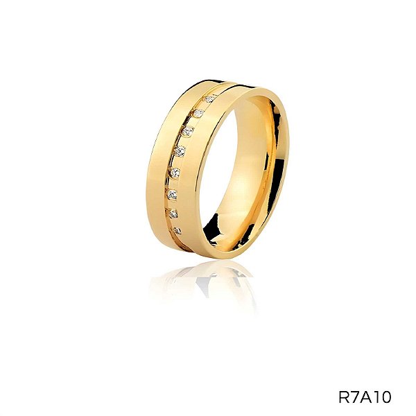 ALIANÇA R7A10 COM PEDRA 10K