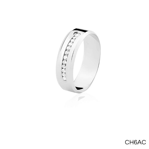 ALIANÇA CH6AC COM PEDRA PRATA