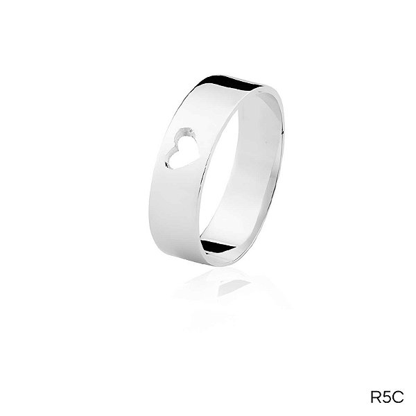 ALIANÇA R5C PRATA COM CORAÇÃO