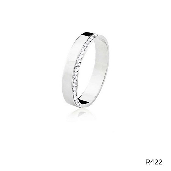 ALIANÇA R422A COM PEDRA PRATA
