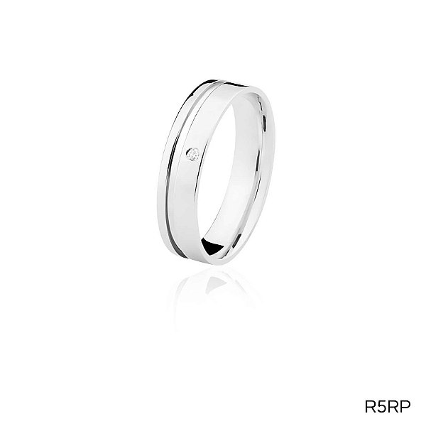 ALIANÇA R5R COM PEDRA PRATA