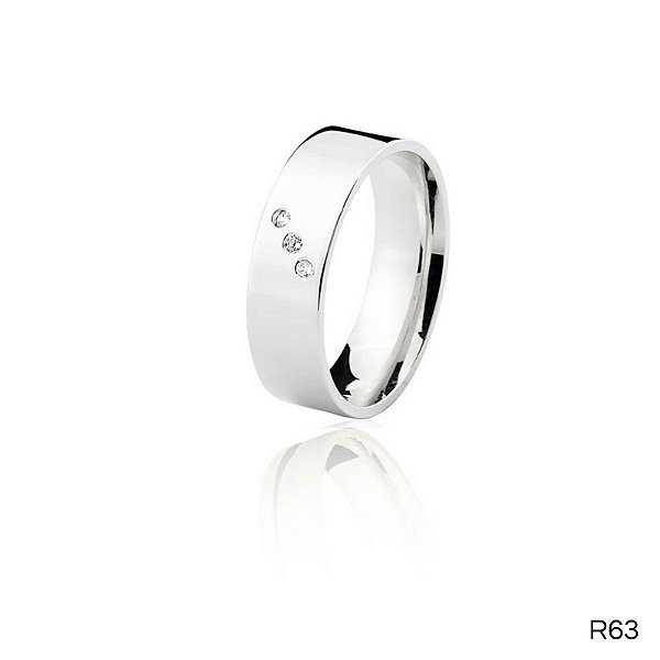 ALIANÇA R63 PRATA COM PEDRA