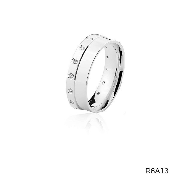ALIANÇA R6A13 COM PEDRA PRATA