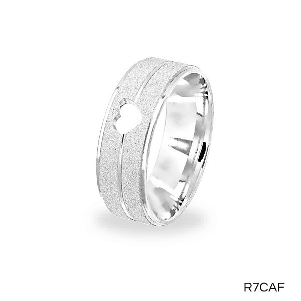 ALIANÇA R7CAF PRATA COM  CORAÇÃO