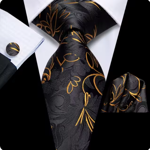 Kit Gravata Masculina em Seda Elegância com 3 itens para Festa Formatura Casamento Aniversário Igreja 3774