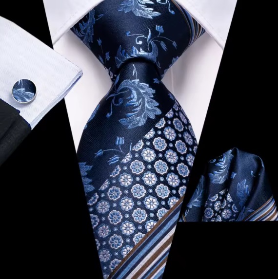 Kit Gravata Masculina em Seda Elegância com 3 itens para Festa Formatura Casamento Aniversário Igreja 3548