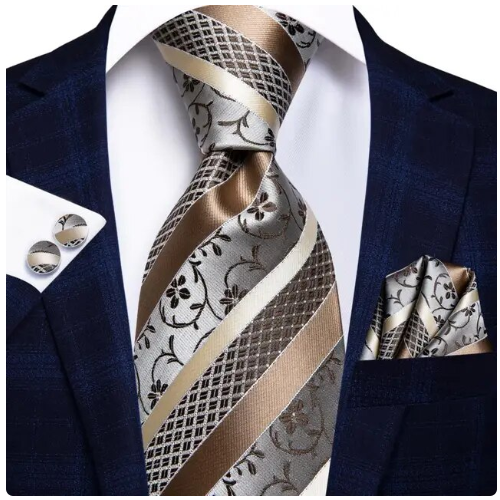 Kit Gravata Masculina em Seda Elegância com 3 itens para Festa Formatura Casamento Aniversário Igreja 0905
