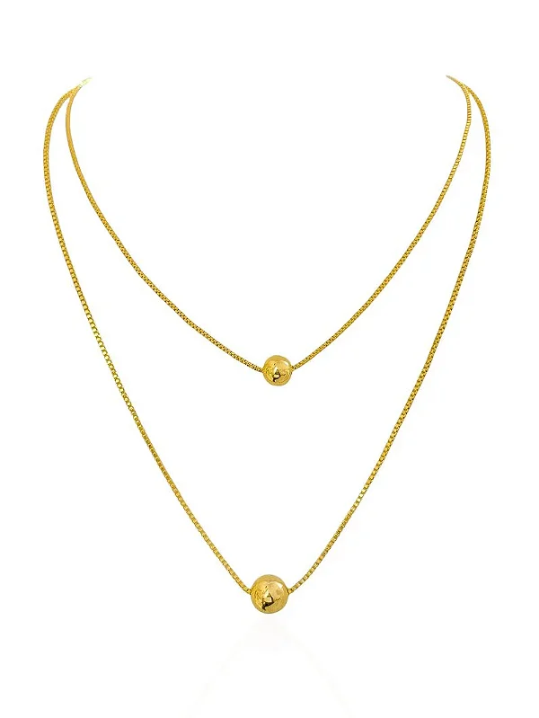 Colar Duplo Folheado a Ouro 18K Design Esferas