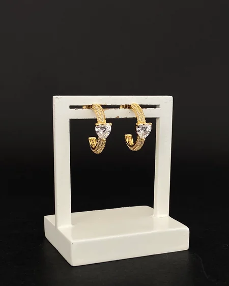 Brinco Argola Coração Banhado a ouro com Zircônia