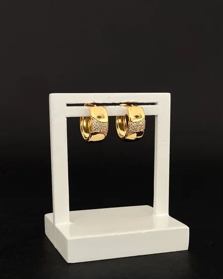 Brinco Argola Lisa Banhado a ouro Cravejada