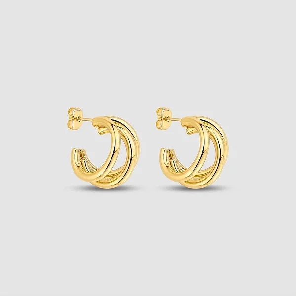 BRINCO ARGOLA TRÊS FIOS BANHADO A OURO