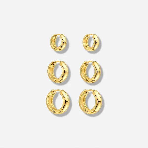 TRIO ARGOLA LISA BANHADA A OURO