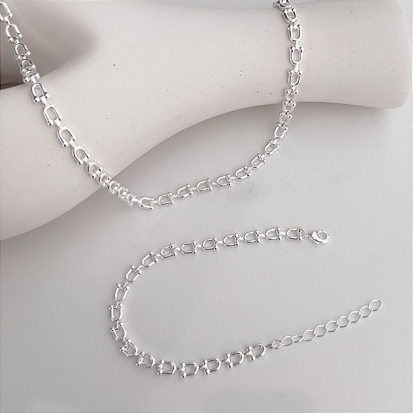 Conjunto Elos Banhada Prata