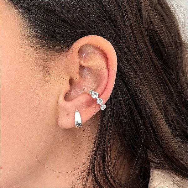 Piercing Fake Bolinhas Banhada Prata