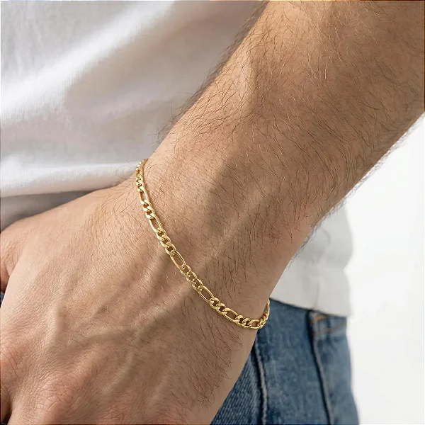 Pulseira Masculina 3x1 2,5mm Banhada a Ouro 18k