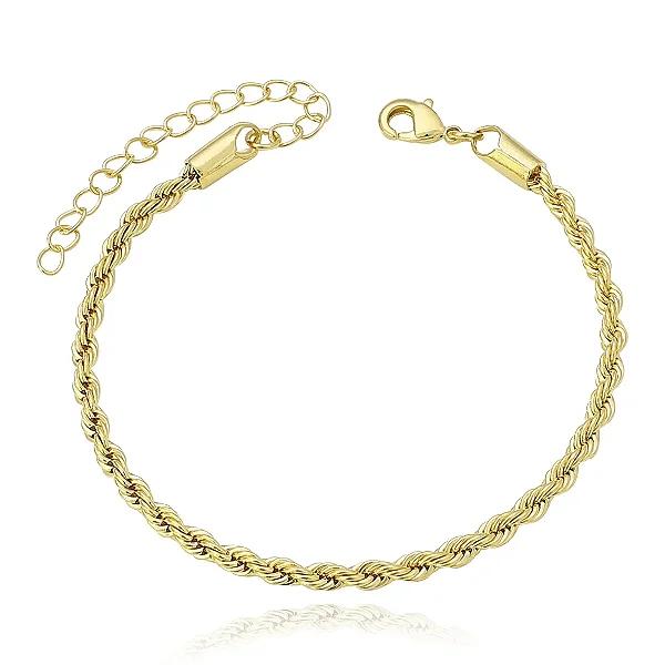 Pulseira Cordão Baiano 3mm Banhada a Ouro 18k