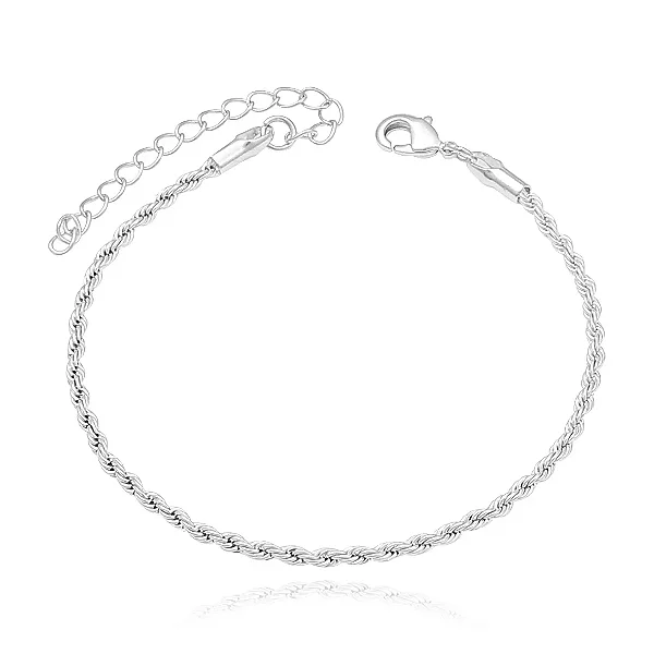 Pulseira Cordão Baiano 2mm Banhado a Prata 1000