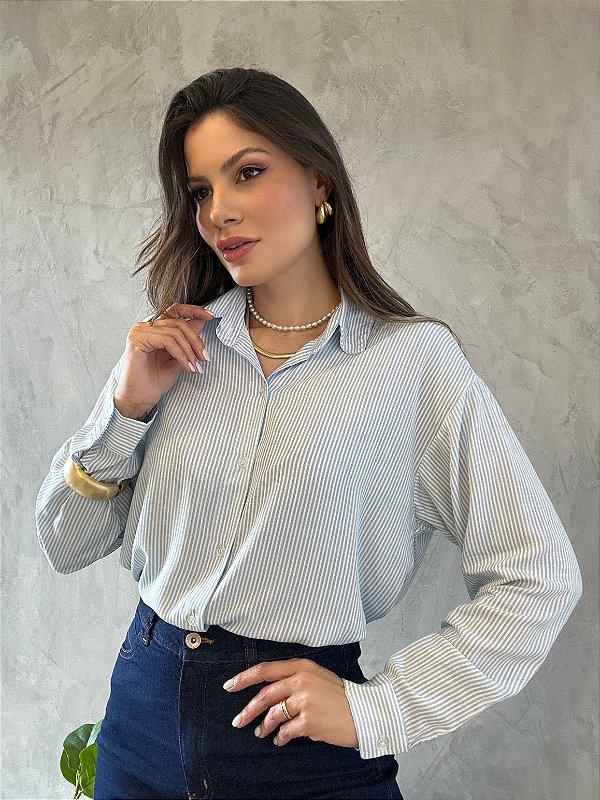 Camisa Listrada Azul Céu Elisa
