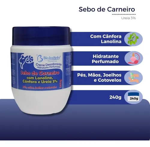 Sebo de Carneiro Bio Instinto 240g Hidratante