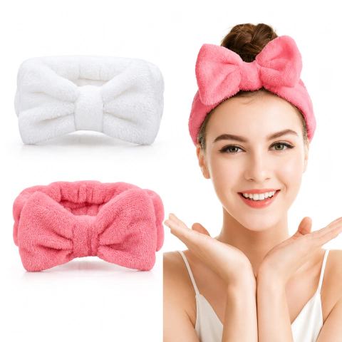 Faixa Cabelo Laço Pelúcia para Skincare