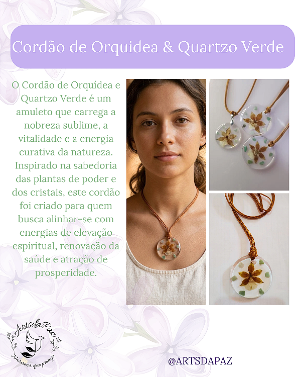 Cordão Orquídea & Quartzo Verde