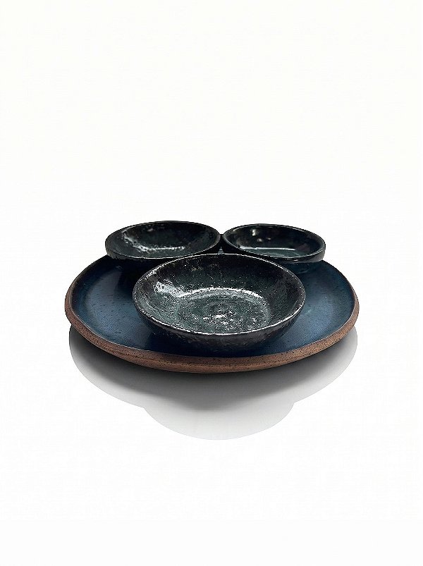 Conjunto de Petisqueira Trio Redonda Azul