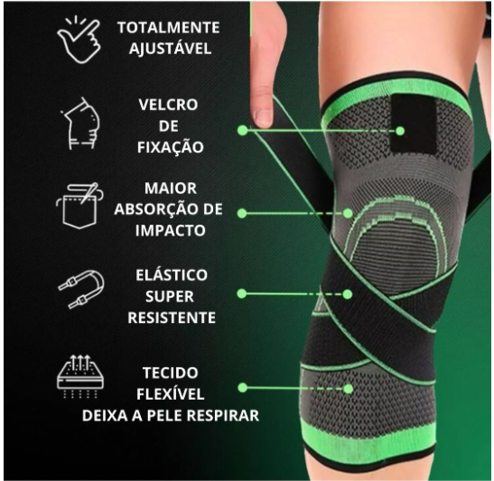 Joelheira Ortopédica de Compressão Ajustável para Esportes e Recuperação
